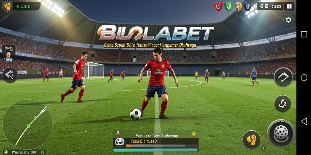 Screenshot gameplay <strong>BIOLABET</strong> menunjukkan aksi seru di lapangan sepak bola.