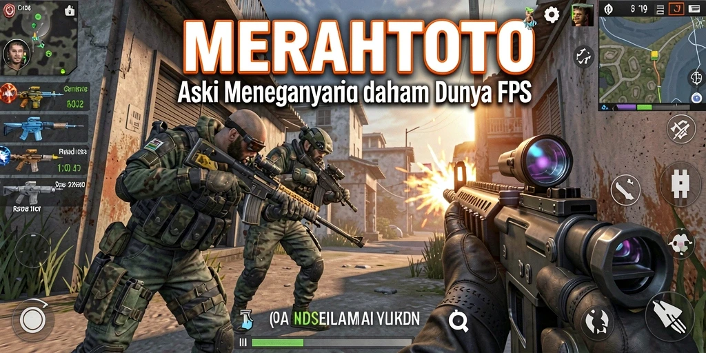 Tangkapan layar utama MERAHTOTO menampilkan aksi intens dalam gameplay FPS.