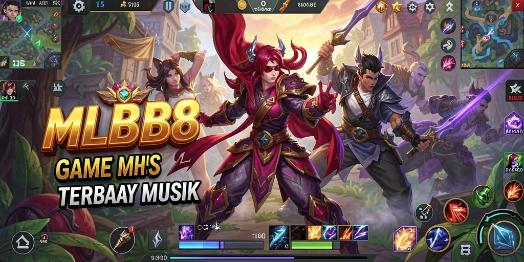 Tampilan gameplay seru di MLBB8 dengan berbagai lagu.