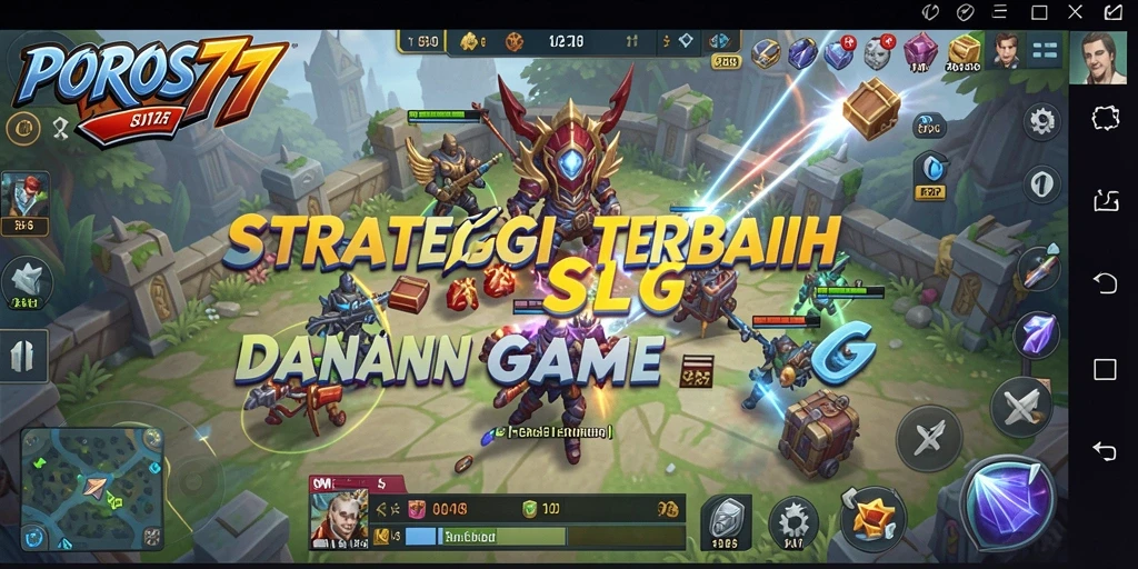 Screenshot menunjukkan aksi pertempuran epik dalam POROS77, menggambarkan gameplay SLG yang intens.
