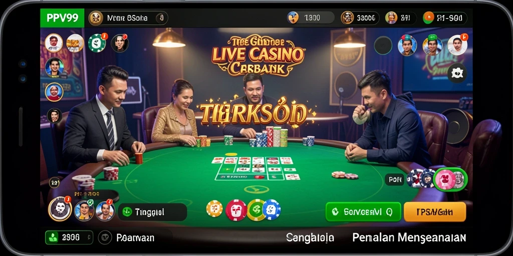 Screenshot gameplay PPV99 menampilkan dealer langsung dan suasana memukau Live Casino.