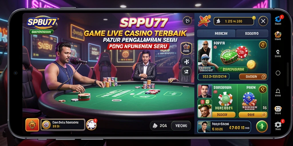 Tampilan gameplay SPBU77 dengan dealer langsung di meja permainan.