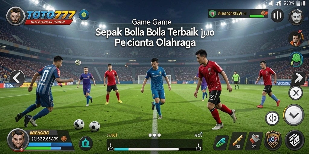 Screenshot utama TOTO777 menunjukkan pertandingan sepak bola yang seru.