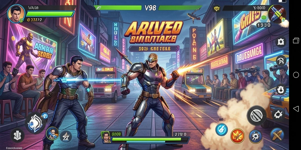 Tampilan gameplay menarik dengan aksi arcade yang seru.